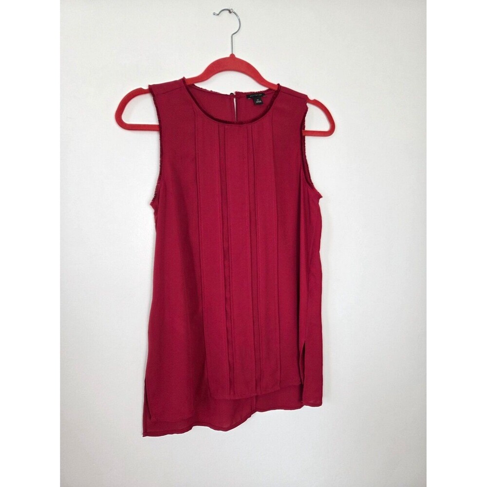 Ann Taylor Burgundy Maroon Fringe Trim Camisole Top Office Professional Wine XS